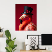 Flamingo in een hoge hoed poster (Thuiskantoor)