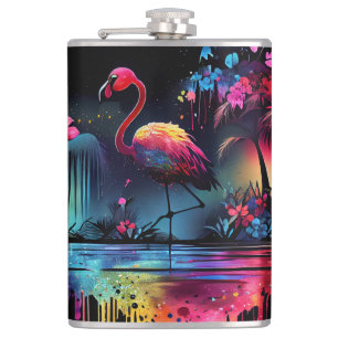 Flamingo in een meer 63852 heupfles