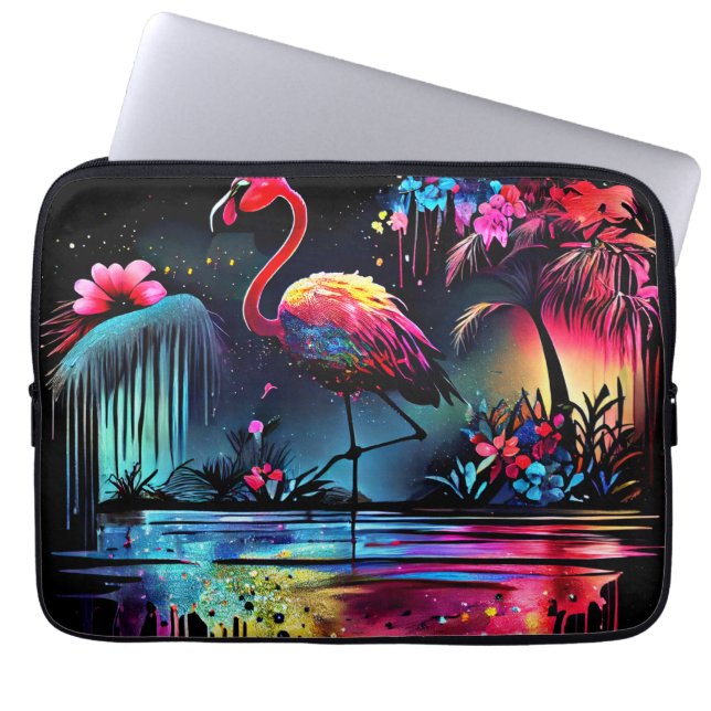 Flamingo in een meer 63852 laptop sleeve (Voorkant)