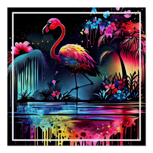 Flamingo in een meer 63852 perfect poster (Voorkant)