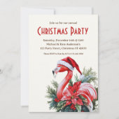 Flamingo in een Santa Hat Tropical Christmas Party Kaart (Voorkant)