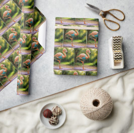 Flamingo in een yoga houding cadeaupapier
