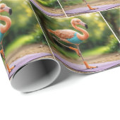Flamingo in een yoga houding cadeaupapier (Rol Hoek)