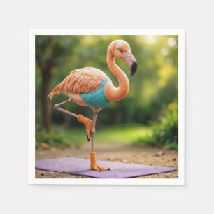 Flamingo in een yoga houding servet