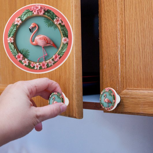 Flamingo in evenwicht keramische knop