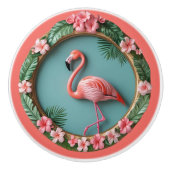 Flamingo in evenwicht keramische knop (Voorkant)