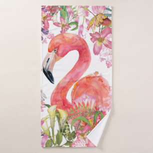 Flamingo in het Bloem Oerwoud - het Patroon van de Bad Handdoek
