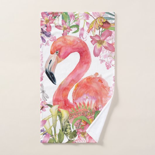 Flamingo in het Bloem Oerwoud - het Patroon van de Bad Handdoek (Handdoek)