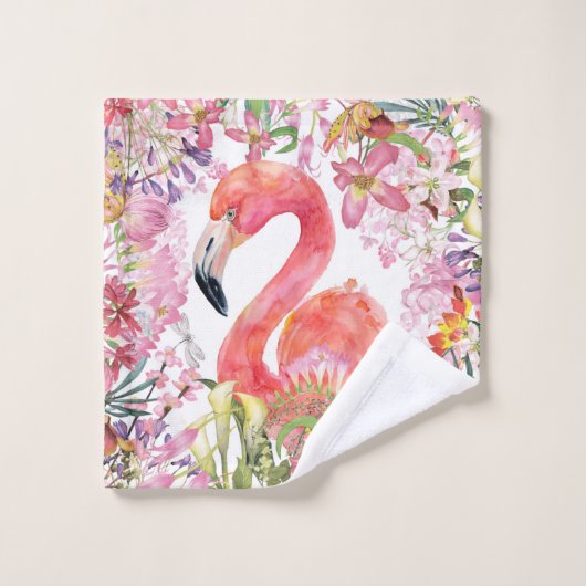 Flamingo in het Bloem Oerwoud - het Patroon van de Bad Handdoek (Wasdoekje)