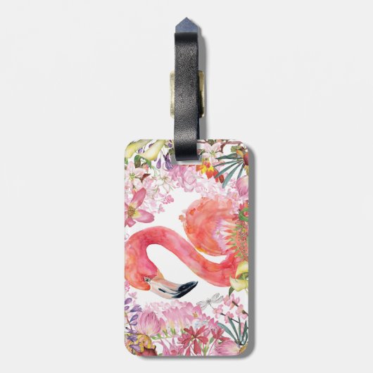 Flamingo in het Bloem Oerwoud - het Patroon van de Bagagelabel (Achterkant verticaal)