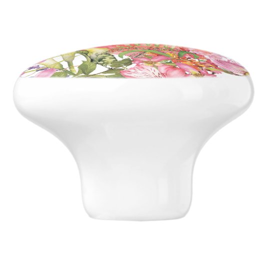 Flamingo in het Bloem Oerwoud - het Patroon van de Keramische Knop (Zijkant)