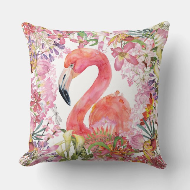 Flamingo in het Bloem Oerwoud - het Patroon van de Kussen (Voorkant)