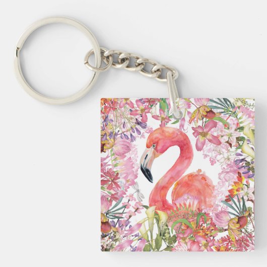 Flamingo in het Bloem Oerwoud - het Patroon van de Sleutelhanger (Voorkant)