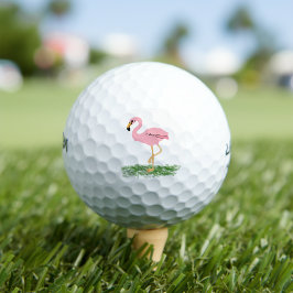Flamingo in het gras golfballen