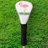 Flamingo in het gras golfheadcover