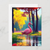 Flamingo in het meer 365476 aankondigingskaart (Voorkant / Achterkant)