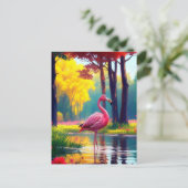 Flamingo in het meer 365476 briefkaart (Staand voorkant)