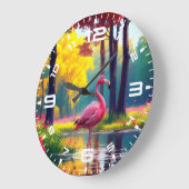 Flamingo in het meer 365476 grote klok (Hoek)