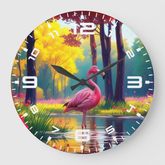 Flamingo in het meer 365476 grote klok (Voorkant)