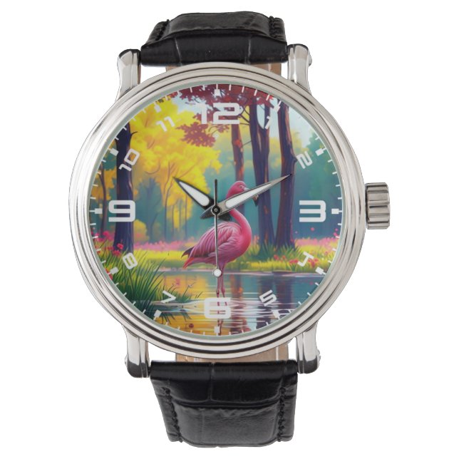 Flamingo in het meer 365476 horloge (Voorkant)