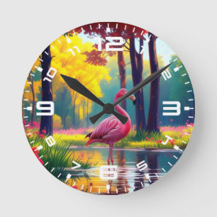 Flamingo in het meer 365476 ronde klok
