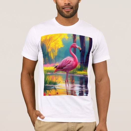 Flamingo in het meer 365476 t-shirt (Voorkant)