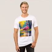 Flamingo in het meer 365476 Tri-Blend shirt (Voorkant volledig)