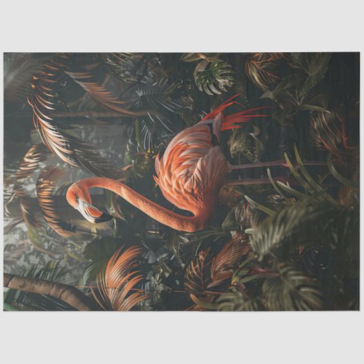  Flamingo in het Oerwoud Decoupage Tissuepapier (Voorkant)