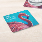 Flamingo in het paradijs set van onderzetters (Schuin)