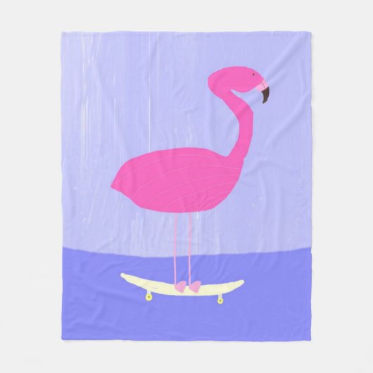 Flamingo in het skateboard schilderen kunst fleece deken (Voorkant)
