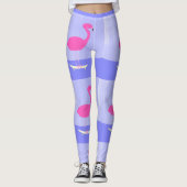 Flamingo in het skateboard schilderen kunst leggings (Voorkant)