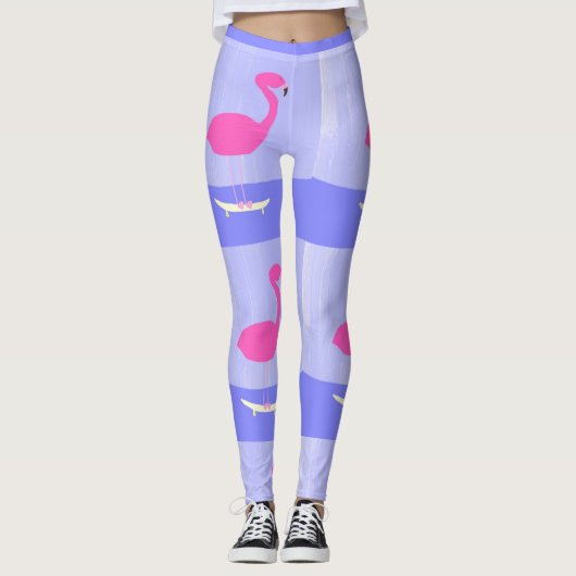 Flamingo in het skateboard schilderen kunst leggings (Voorkant)