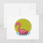Flamingo in het water met zon briefkaart (Voorkant / Achterkant)
