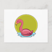 Flamingo in het water met zon briefkaart (Voorkant)