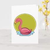 Flamingo in het water met zon kaart (Gele Bloem)