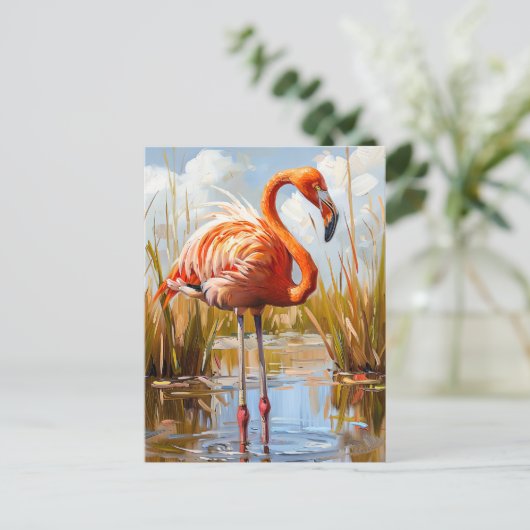 Flamingo in het wild briefkaart (Staand voorkant)