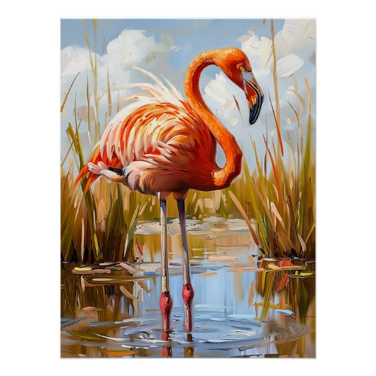 Flamingo in het wild perfect poster (Voorkant)