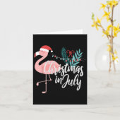 Flamingo in kerstmuts Kerstmis in juli  Kaart (Gele Bloem)
