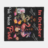 Flamingo In oktober Draag we roze borstkankerhal Fleece Deken (Voorkant (Horizontaal))