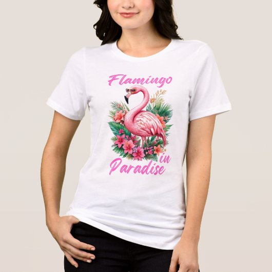 Flamingo in Paradijs Tri-Blend T-shirt (Voorkant)