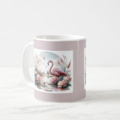 Flamingo in Pastel Pond Floral Scene Koffiemok (Voorkant links)