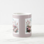 Flamingo in Pastel Pond Floral Scene Koffiemok (Center)