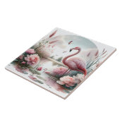 Flamingo in Pastel Pond Floral Scene Tegeltje (Zijkant)