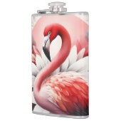 Flamingo in rode en witte Waterverf bloemkunst Heupfles (Links)