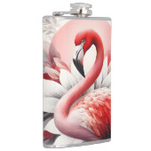 Flamingo in rode en witte Waterverf bloemkunst Heupfles (Rechts)