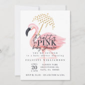 Flamingo  in Roze Baby shower Uitnodiging (Voorkant)