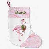 Flamingo in Santa Hat aangepaste kerstkous Kleine Kerstsok (Voorkant)