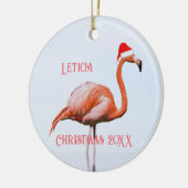 Flamingo in Santa Hat-kerstkeramisch sieraad Keramisch Ornament (Links)
