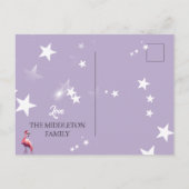 Flamingo in Santa Hat & Sunglass Paarse Kerst Briefkaart (Achterkant)