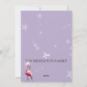 Flamingo in Santa Hat & Sunglass Paarse Kerst Feestdagenkaart (Achterkant)